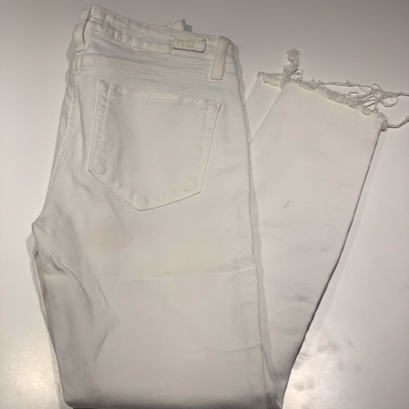 Paige Verdugo Raw Hem White Skinny Jeans Size 27 - Picture 3 of 4